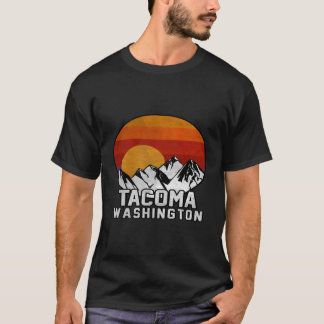 Tacoma Washington Retro Mountain Sunset Hoodie T-Shirt