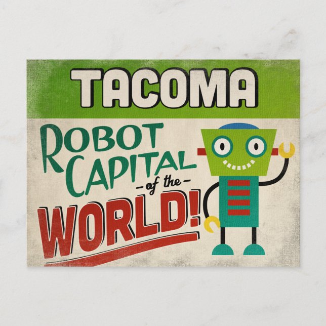Tacoma Washington Robot - Funny Vintage Postcard (Front)
