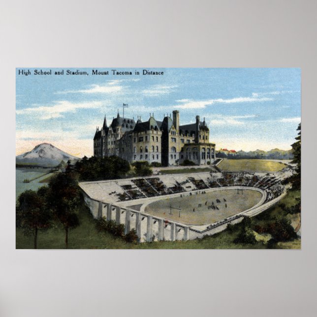 Tacoma, Washington - View of High School Poster (Front)