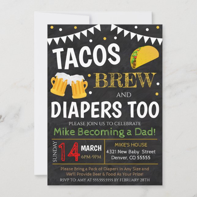 Tacos and Beer Baby Shower Invitation (Front)