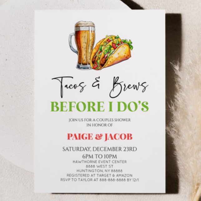 Tacos and Brews Before I Do's! Couples Shower Invitation (Creator Uploaded)