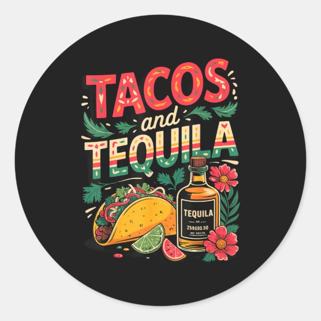 Tacos and  classic round sticker (Front)