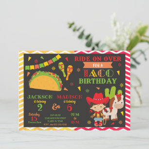 Tacos and Cowgirl Joint Birthday   Fiesta Party Invitation