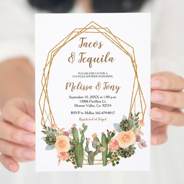 Tacos and Tequila Cactus Couples Shower Invitation (Creator Uploaded)
