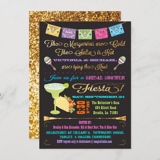 Tacos and Tequila Couples Bridal Shower Fiesta Invitation (Front/Back)