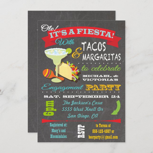 Tacos and Tequila Engagement Party Invitation (Front/Back)