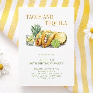 Tacos and Tequila Mexican 40th Birthday Party Invitation