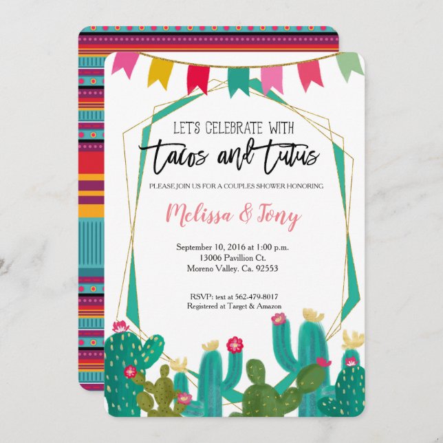 Tacos and Tutus Couples Shower Invitation (Front/Back)