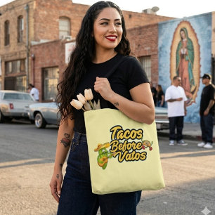 Tacos before Vatos Canvas tote bag