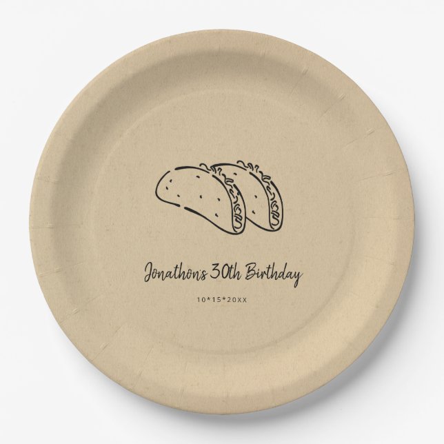 Tacos Birthday Party Paper Plate (Front)