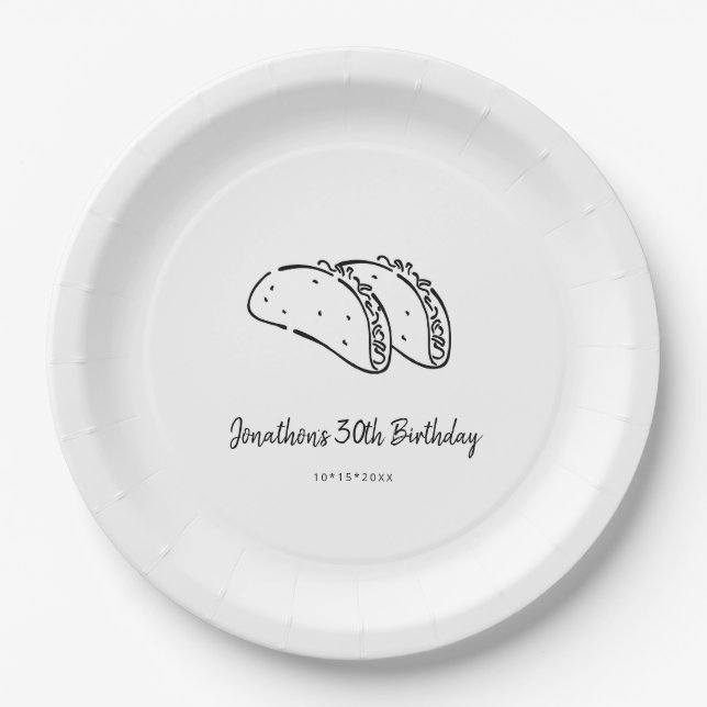 Tacos Birthday Party Paper Plate (Front)