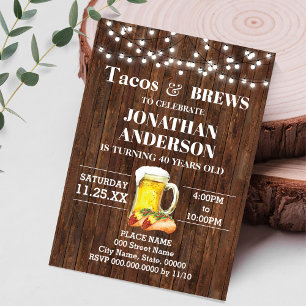 Tacos & Brews Adults Western Birthday Invitation