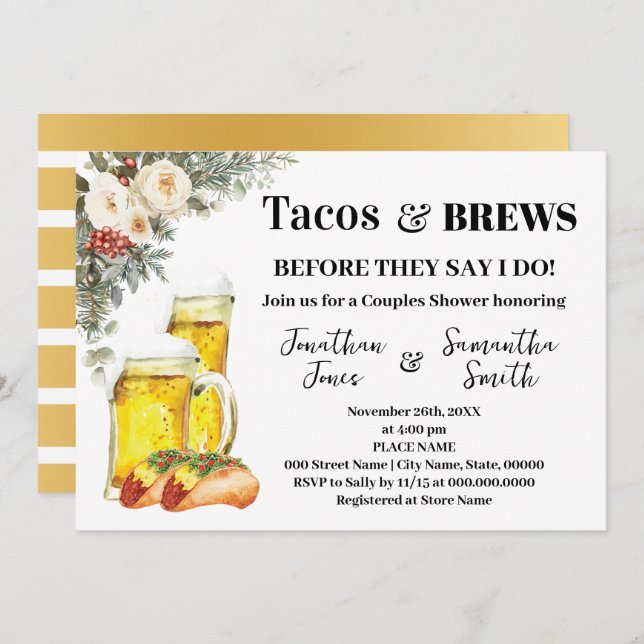 Tacos & Brews Before I Do Winter Shower Invitation (Front/Back)