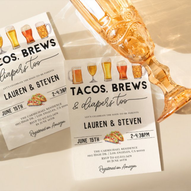 Tacos Brews Diapers Too Baby Shower Invitation (Creator Uploaded)
