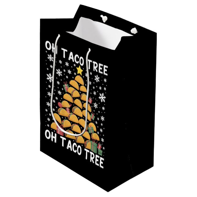Tacos Christmas Tree Funny Xmas Foodie Mexican  Medium Gift Bag (Front Angled)