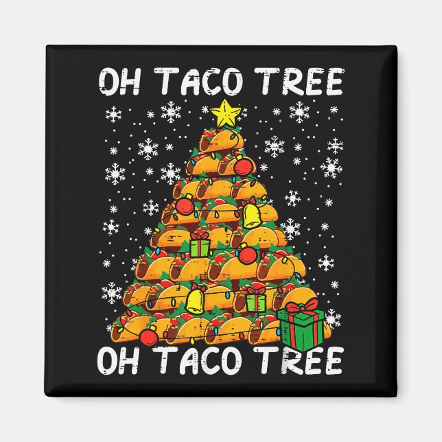 Tacos Christmas Tree Funny Xmas Foodie Mexican Men Magnet (Front)