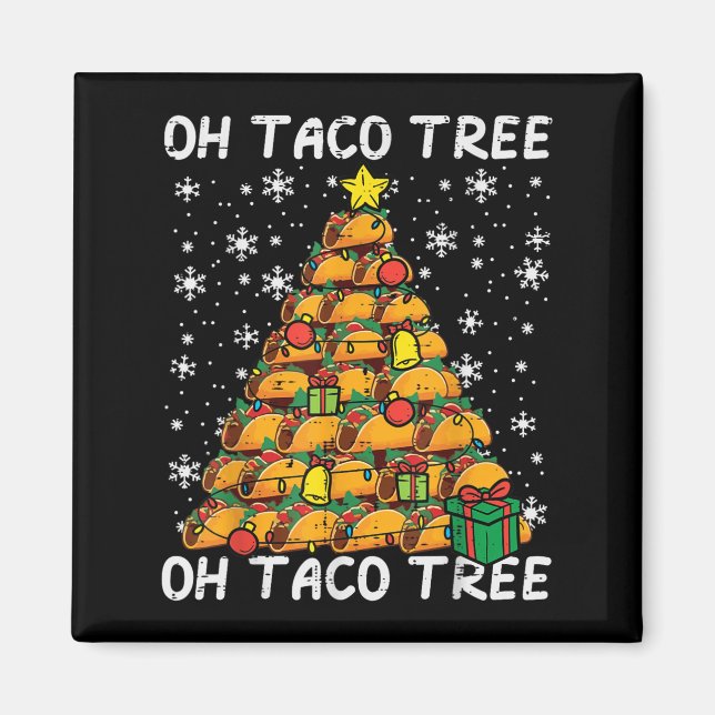 Tacos Christmas Tree Funny Xmas Foodie Mexican Men Magnet (Front)