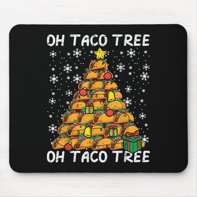 Tacos Christmas Tree Funny Xmas Foodie Mexican Men Mouse Pad (Front)