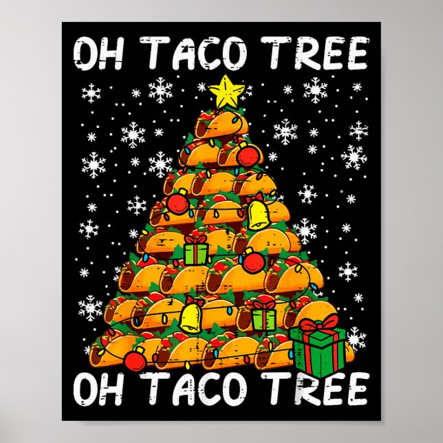 Tacos Christmas Tree Funny Xmas Foodie Mexican Men Poster (Front)