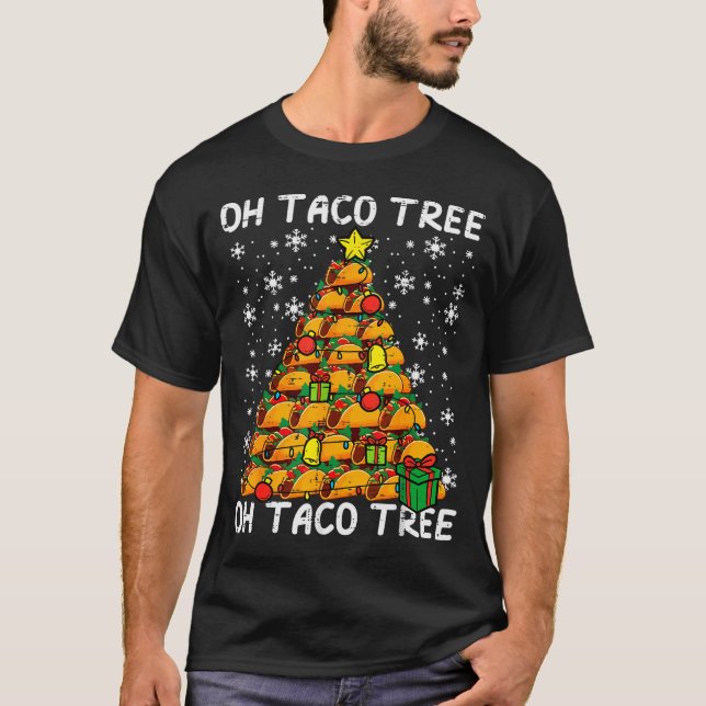 Tacos Christmas Tree Funny Xmas Foodie Mexican Men T-Shirt (Front)