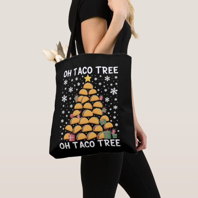 Tacos Christmas Tree Funny Xmas Foodie Mexican  Tote Bag (Close Up)