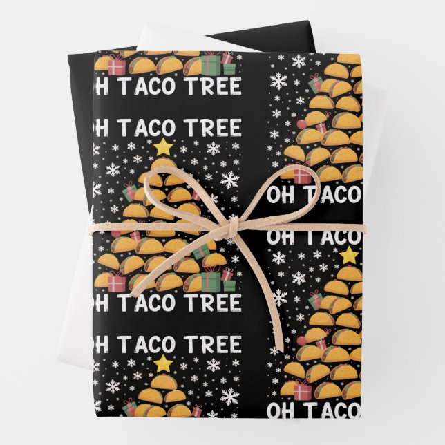 Tacos Christmas Tree Funny Xmas Foodie Mexican  Wrapping Paper Sheet (In situ)