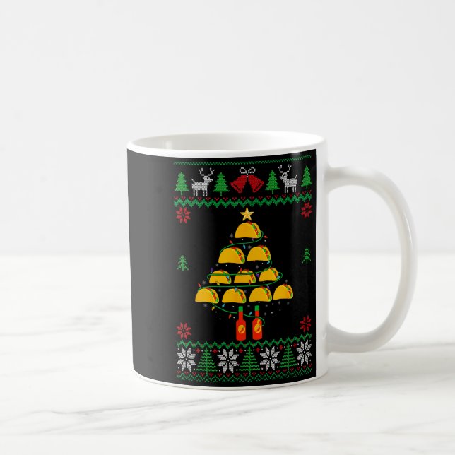 Tacos Christmas Tree Ugly Sweater Christmas Family Coffee Mug (Right)