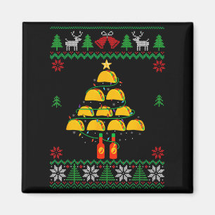 Tacos Christmas Tree Ugly Sweater Christmas Family Magnet