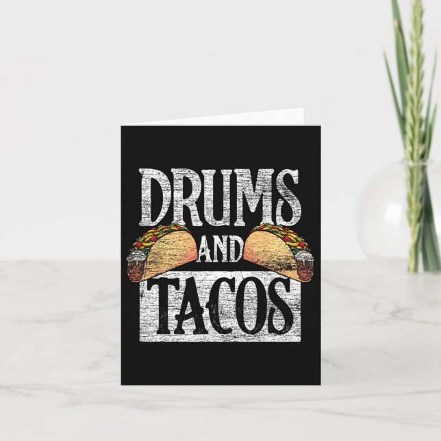 Tacos Cinco De Mayo Music Drummer Drums  Card (Front)