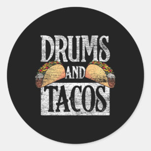 Tacos Cinco De Mayo Music Drummer Drums Classic Round Sticker