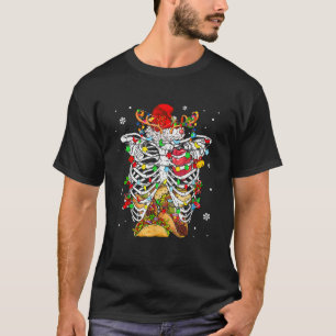 Tacos In Santa Reindeer Skeleton X Ray Xmas Funny T-Shirt
