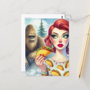 Tacos in the Forest With Sasquatch Postcard