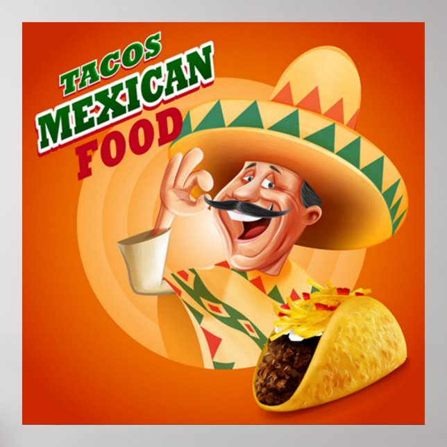 Tacos Mexican Food Poster (Front)