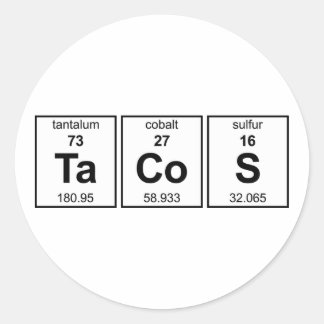 TaCoS Periodic Table Classic Round Sticker
