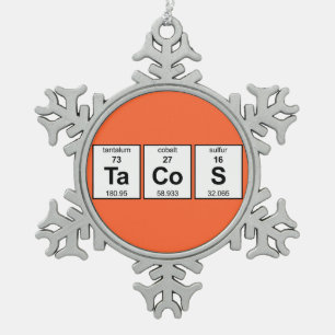 TaCoS Periodic Table Snowflake Pewter Christmas Ornament
