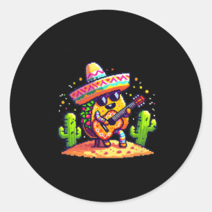 Tacos Playing Guitar Funny Cinco De Mayo Classic Round Sticker