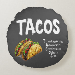 TACOS Prayer Round Pillow