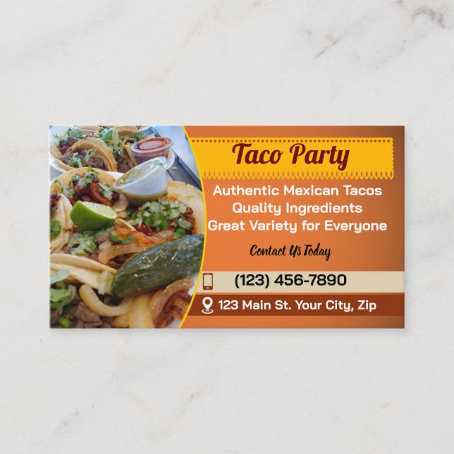 Tacos Service Business Cards (Front)