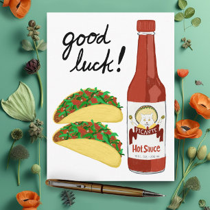 TACOS Spicy Hot Sauce Cat Maracas GOOD LUCK Postcard