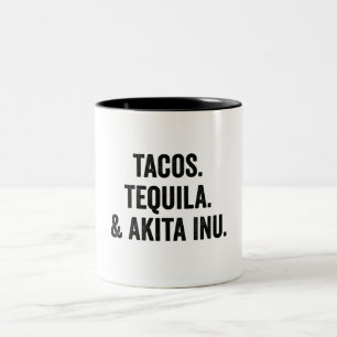 Tacos Tequila And Akita Inu Funny Dog Two-Tone Coffee Mug