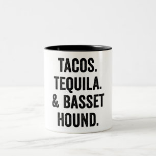 Tacos Tequila And Basset Hound Funny  Two-Tone Coffee Mug