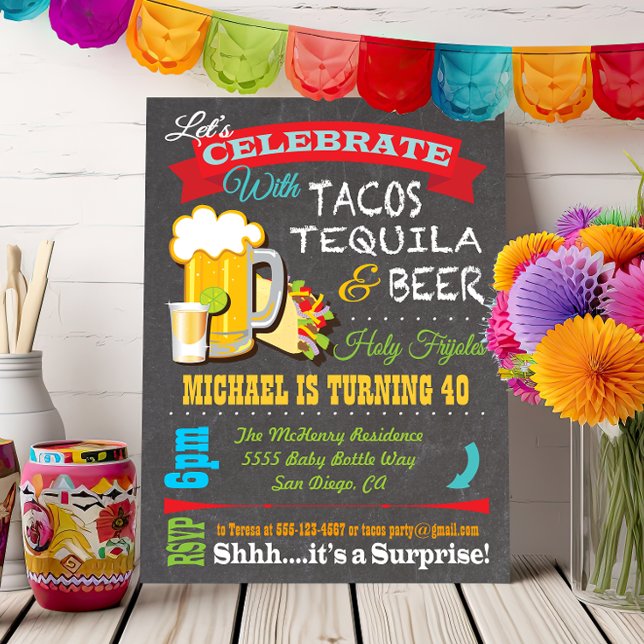 Tacos, Tequila and Beer Fiesta party invitation (Creator Uploaded)