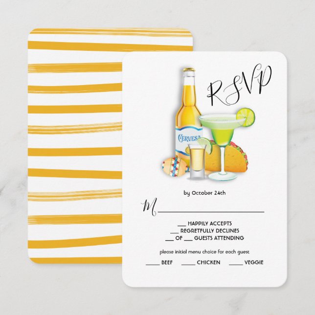 Tacos Tequila & Beer Menu Choice RSVP Card (Front/Back)
