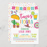 Tacos & Tequila Birthday Invitation - Wh