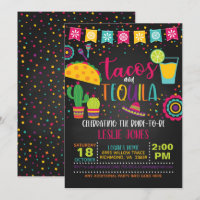 Tacos & Tequila Bridal Shower Invitation - Blk