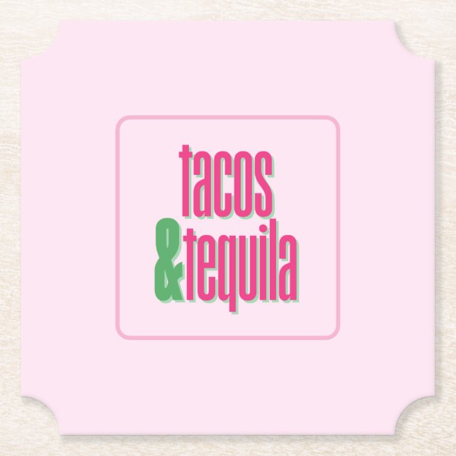 Tacos Tequila Fiesta Party Paper Coaster (Front)