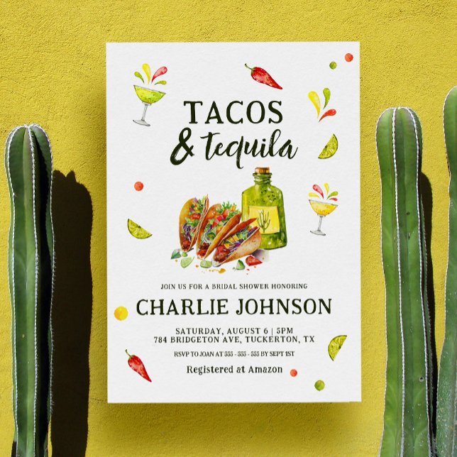 Tacos & Tequila Fun Summer Tropical Bridal Shower Invitation (Creator Uploaded)