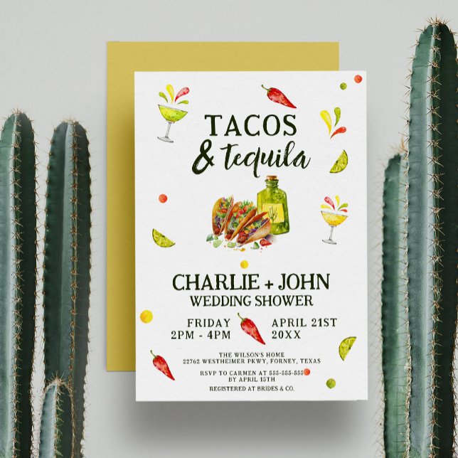 Tacos & Tequila Fun Summer Tropical Couples Shower Invitation (Creator Uploaded)
