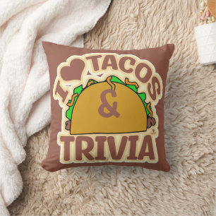 Tacos Trivia Funny Gamer Food Toon Logo Cushion