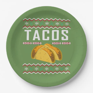 Tacos Ugly Christmas Sweater Paper Plate